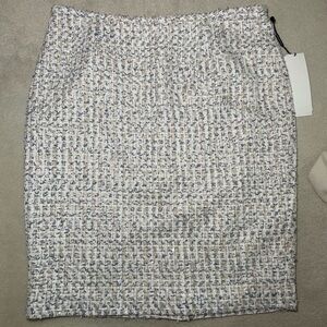 Calvin Klein Tweed Pencil Skirt - white, tan and blue sz 14